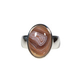 Zilveren ring agaat (Botswana) maat 19 | ovaal 1,8 x 1,2 cm