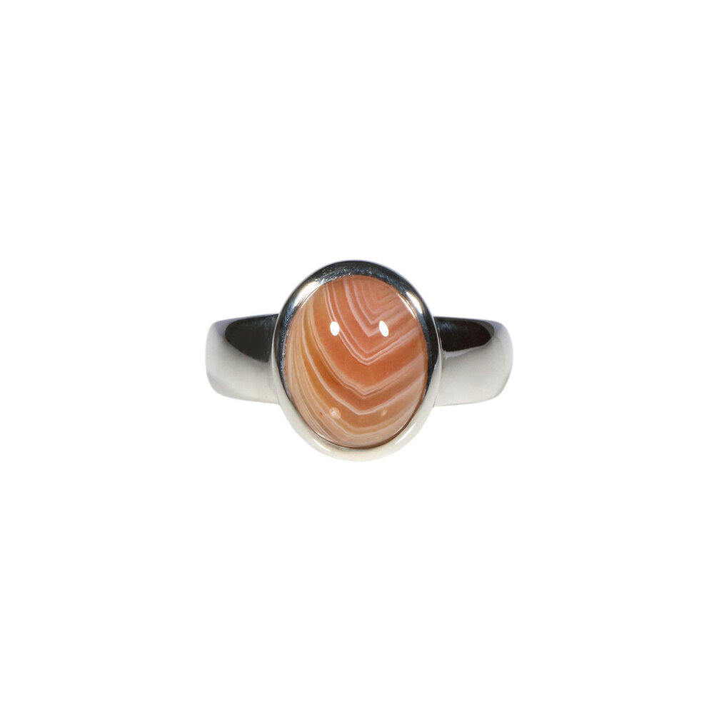 Zilveren ring agaat (Botswana) maat 18 1/2 | ovaal 1,2 x 0,9 cm