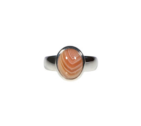 Zilveren ring agaat (Botswana) maat 18 1/2 | ovaal 1,2 x 0,9 cm
