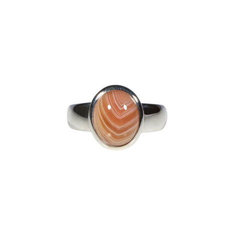 Zilveren ring agaat (Botswana) maat 18 1/2 | ovaal 1,2 x 0,9 cm