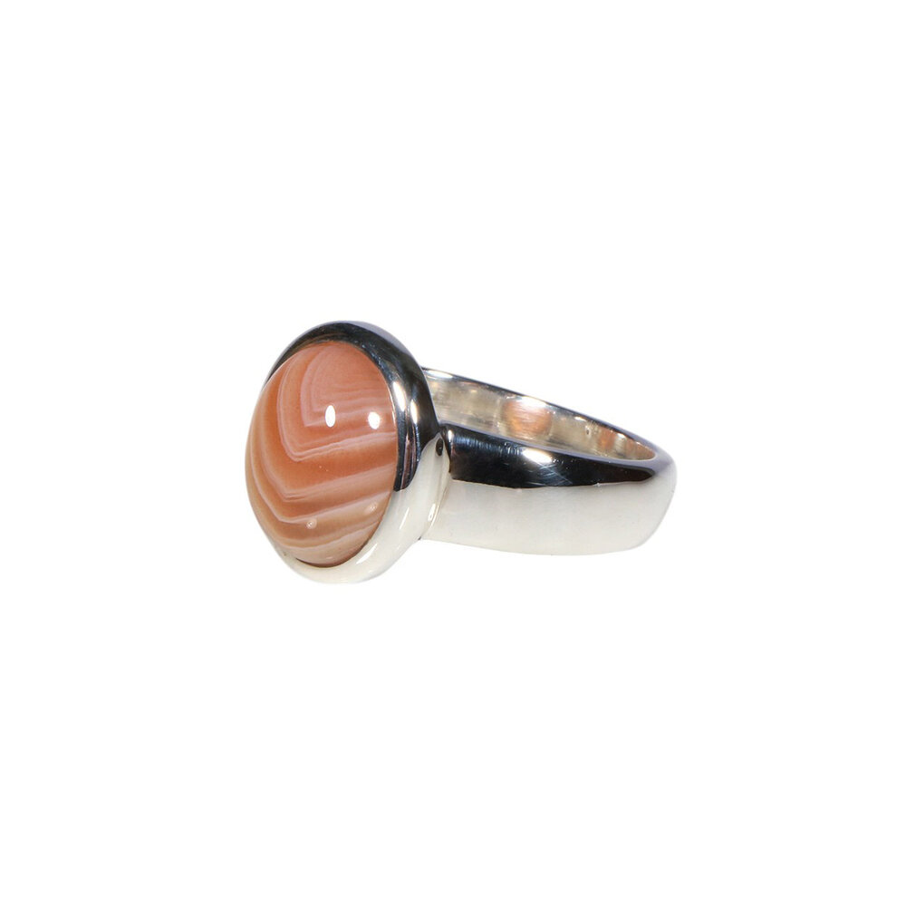 Zilveren ring agaat (Botswana) maat 18 1/2 | ovaal 1,2 x 0,9 cm
