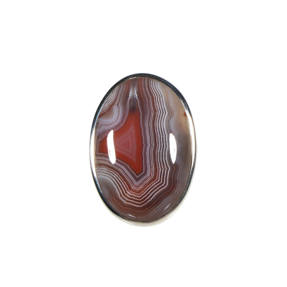Zilveren ring agaat (Botswana) maat 18 1/2 (licht verstelbaar) | ovaal 3 x 2 cm