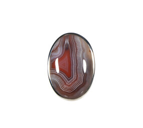 Zilveren ring agaat (Botswana) maat 18 1/2 (licht verstelbaar) | ovaal 3 x 2 cm