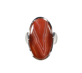 Zilveren ring agaat (Botswana) maat 18 1/2 | ovaal 2,7 x 1,5 cm