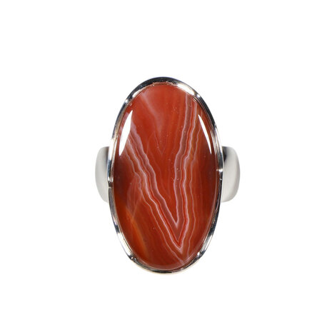Zilveren ring agaat (Botswana) maat 18 1/2 | ovaal 2,7 x 1,5 cm