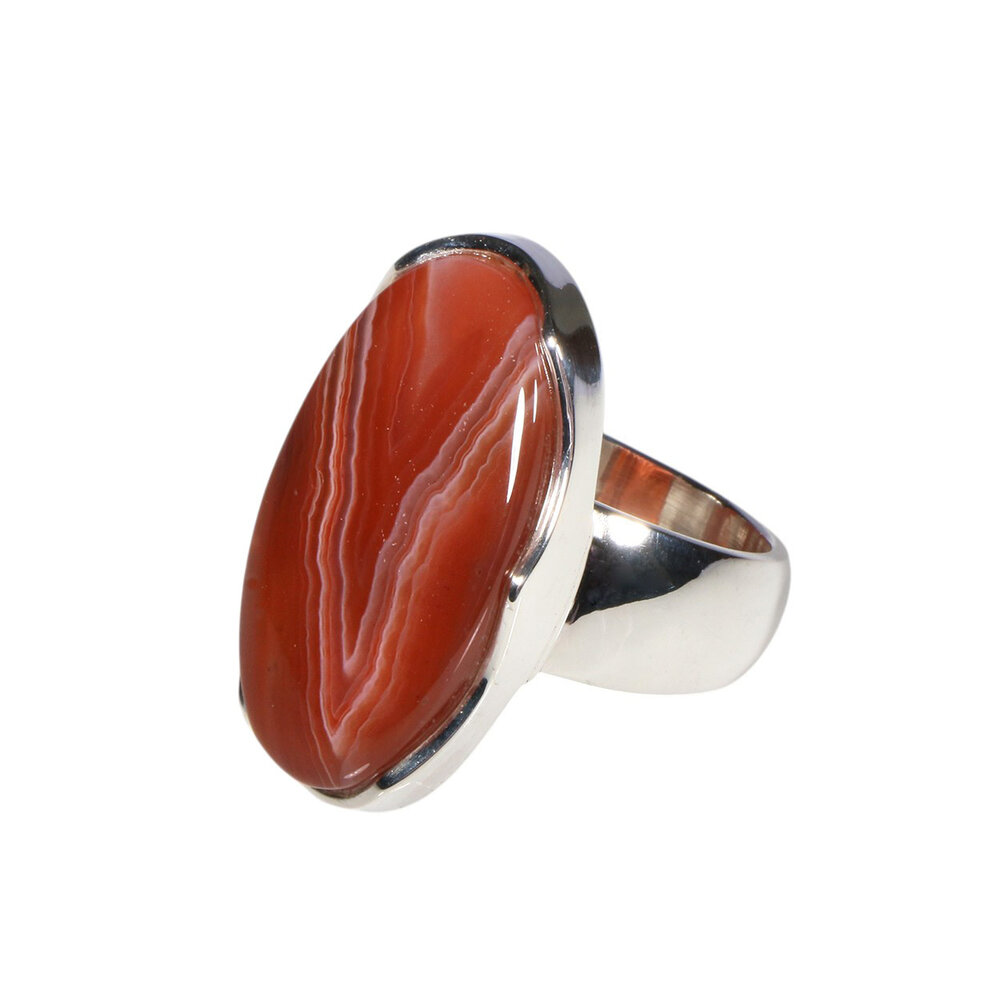Zilveren ring agaat (Botswana) maat 18 1/2 | ovaal 2,7 x 1,5 cm