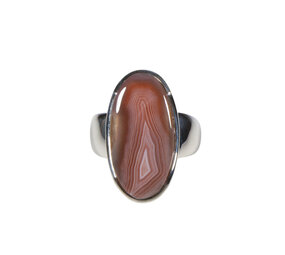 Zilveren ring agaat (Botswana) maat 17 1/2 | ovaal 2,3 x 1,2 cm