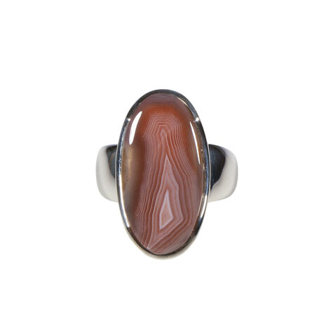 Zilveren ring agaat (Botswana) maat 17 1/2 | ovaal 2,3 x 1,2 cm
