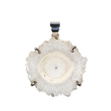 Zilveren hanger anandaliet | rond ruw gezet 3 x 3,2 cm