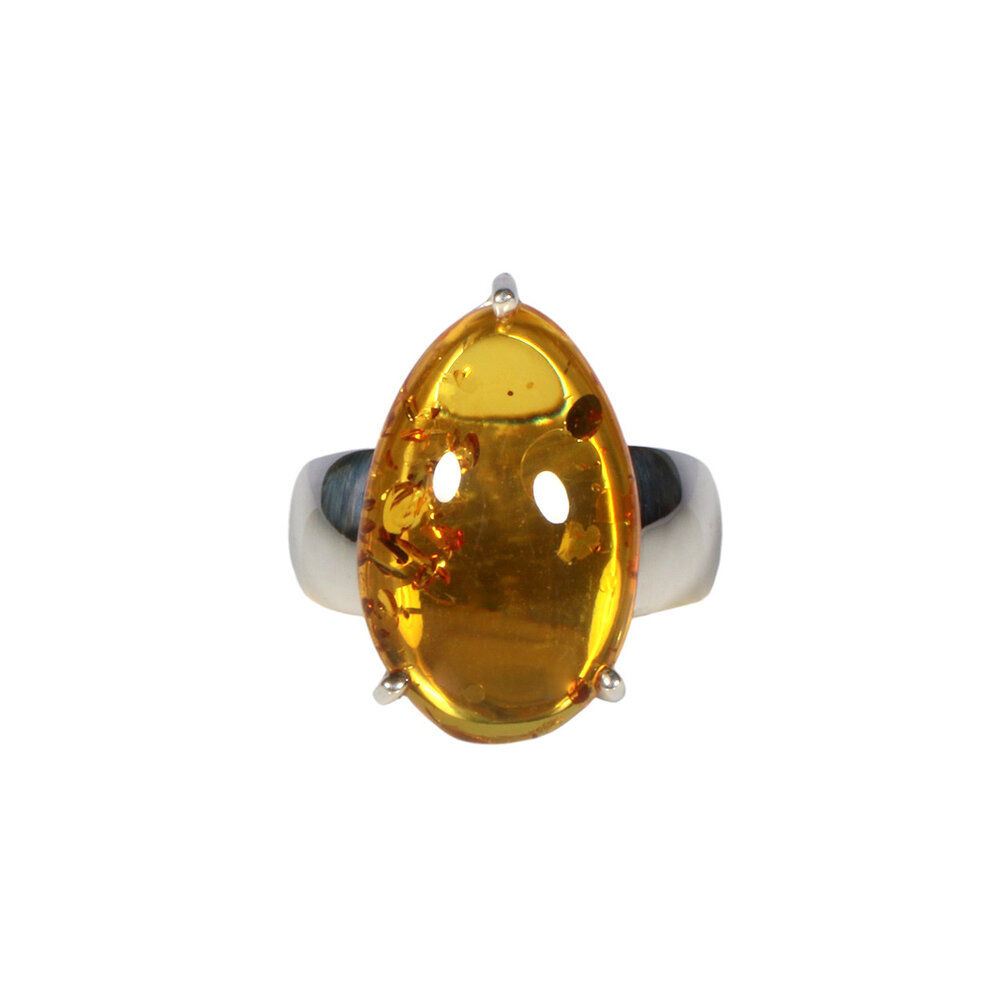 Zilveren ring barnsteen maat 17 | druppel gezet 1,8 x 1,2 cm Zilveren ring barnsteen maat 17 | druppel gezet 1,8 x 1,2 cm