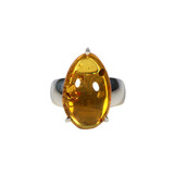 Zilveren ring barnsteen maat 17 | druppel gezet 1,8 x 1,2 cm