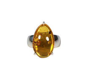 Zilveren ring barnsteen maat 17 | druppel gezet 1,8 x 1,2 cm Zilveren ring barnsteen maat 17 | druppel gezet 1,8 x 1,2 cm