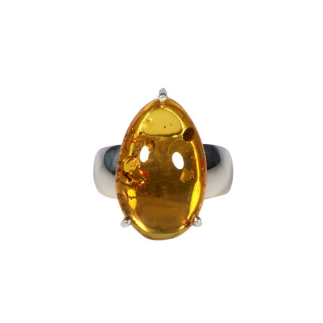 Zilveren ring barnsteen maat 17 | druppel gezet 1,8 x 1,2 cm Zilveren ring barnsteen maat 17 | druppel gezet 1,8 x 1,2 cm