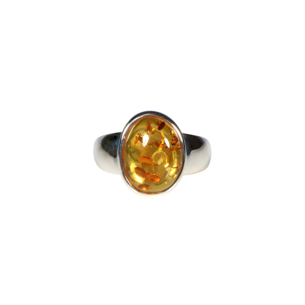 Zilveren ring barnsteen maat 18 | ovaal 1,3 x 1 cm Zilveren ring barnsteen maat 18 | ovaal 1,3 x 1 cm