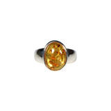 Zilveren ring barnsteen maat 18 | ovaal 1,3 x 1 cm