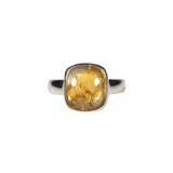 Zilveren ring citrien maat 19 | vierkant 1,3 cm