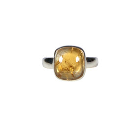Zilveren ring citrien maat 19 | vierkant 1,3 cm Zilveren ring citrien maat 19 | vierkant 1,3 cm