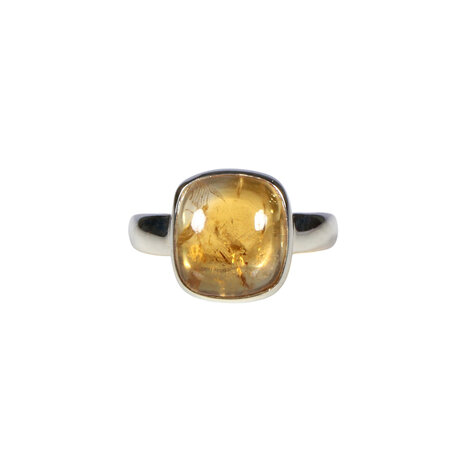 Zilveren ring citrien maat 19 | vierkant 1,3 cm Zilveren ring citrien maat 19 | vierkant 1,3 cm