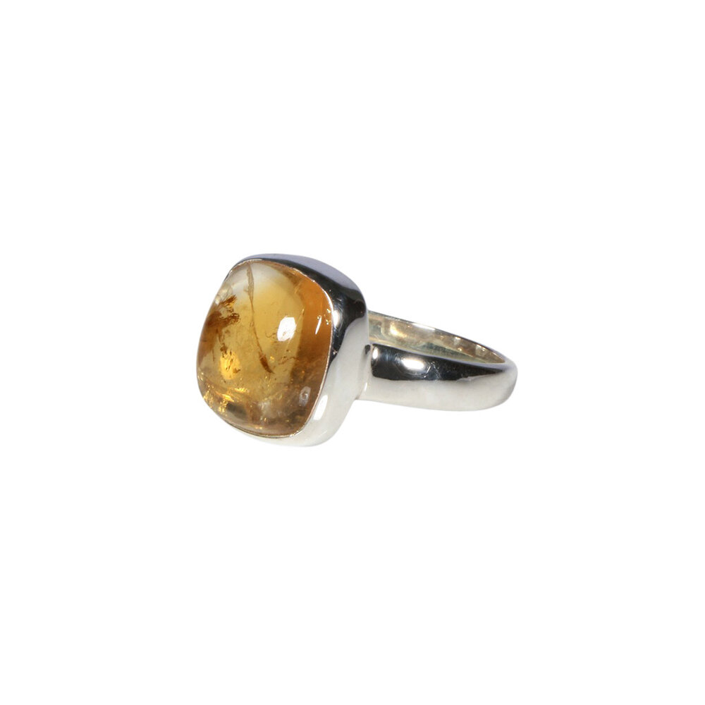 Zilveren ring citrien maat 19 | vierkant 1,3 cm Zilveren ring citrien maat 19 | vierkant 1,3 cm