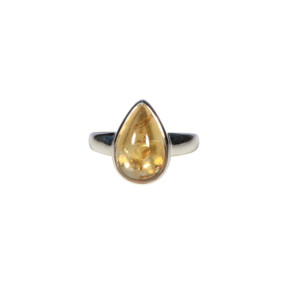 Zilveren ring citrien maat 17 | druppel 1,4 x 0,9 cm Zilveren ring citrien maat 17 | druppel 1,4 x 0,9 cm