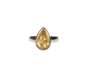 Zilveren ring citrien maat 17 | druppel 1,4 x 0,9 cm Zilveren ring citrien maat 17 | druppel 1,4 x 0,9 cm