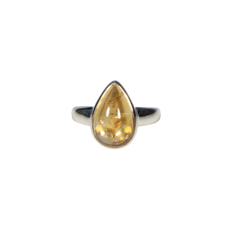 Zilveren ring citrien maat 17 | druppel 1,4 x 0,9 cm Zilveren ring citrien maat 17 | druppel 1,4 x 0,9 cm