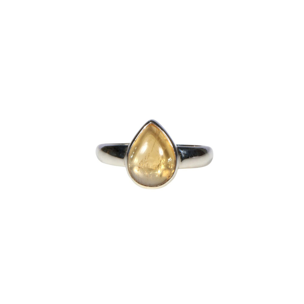 Zilveren ring citrien maat 18 | druppel 1,1 x 0,8 cm