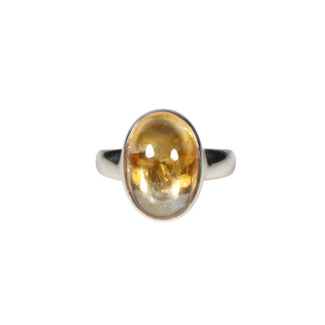 Zilveren ring citrien maat 17 1/2 | ovaal 1,5 x 1,1 cm Zilveren ring citrien maat 17 1/2 | ovaal 1,5 x 1,1 cm