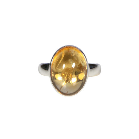 Zilveren ring citrien maat 18 | ovaal 1,6 x 1,1 cm