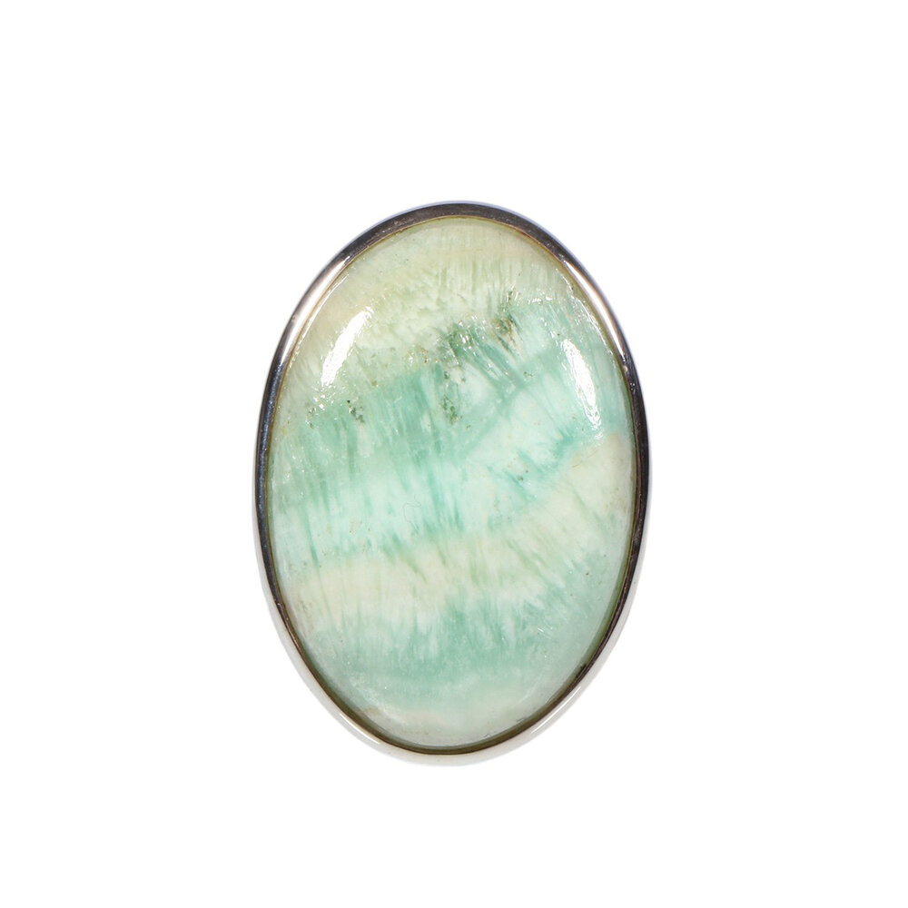Zilveren ring calciet (Caribbean blue) maat 19 | ovaal 2,9 x 2 cm Zilveren ring calciet (Caribbean blue) maat 19 | ovaal 2,9 x 2 cm
