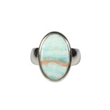 Zilveren ring calciet (Caribbean blue) maat 18 1/2 | ovaal 2 x 1,2 cm