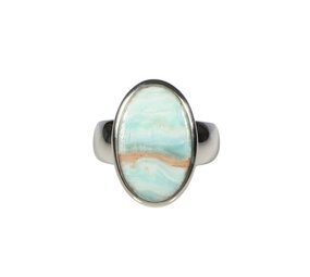 Zilveren ring calciet (Caribbean blue) maat 18 1/2 | ovaal 2 x 1,2 cm Zilveren ring calciet (Caribbean blue) maat 18 1/2 | ovaal 2 x 1,2 cm