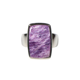 Zilveren ring charoiet maat 18 | rechthoek 1,8 x 1,2 cm Zilveren ring charoiet maat 18 | rechthoek 1,8 x 1,2 cm