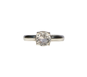 Zilveren ring bergkristal maat 19 | rond facet gezet 0,8 cm