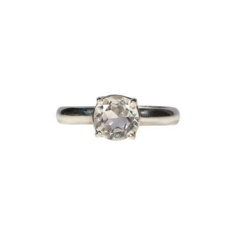 Zilveren ring bergkristal maat 19 | rond facet gezet 0,8 cm