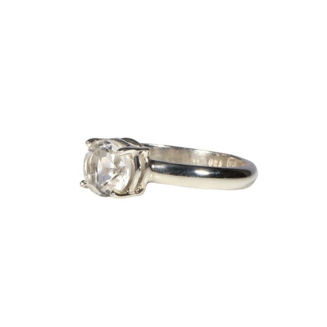 Zilveren ring bergkristal maat 19 | rond facet gezet 0,8 cm
