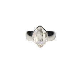 Zilveren ring Herkimer diamant facet maat 18 | markies 1,4 x 0,9 cm Zilveren ring Herkimer diamant facet maat 18 | markies 1,4 x 0,9 cm