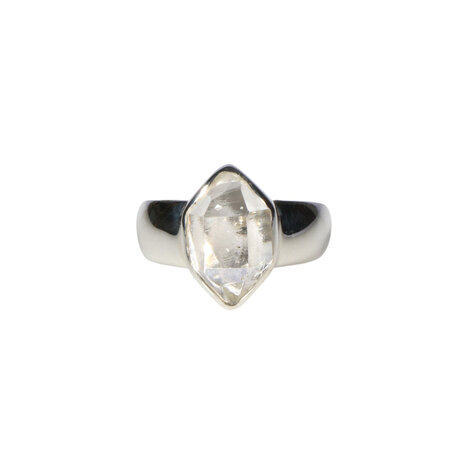 Zilveren ring Herkimer diamant facet maat 18 | markies 1,4 x 0,9 cm Zilveren ring Herkimer diamant facet maat 18 | markies 1,4 x 0,9 cm