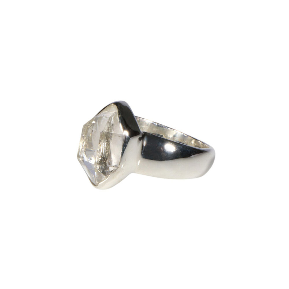 Zilveren ring Herkimer diamant facet maat 18 | markies 1,4 x 0,9 cm Zilveren ring Herkimer diamant facet maat 18 | markies 1,4 x 0,9 cm