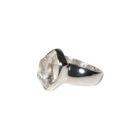 Zilveren ring Herkimer diamant facet maat 18 | markies 1,4 x 0,9 cm Zilveren ring Herkimer diamant facet maat 18 | markies 1,4 x 0,9 cm