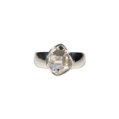 Zilveren ring Herkimer diamant facet maat 19 1/2 | markies 1,2 x 1 cm Zilveren ring Herkimer diamant facet maat 19 1/2 | markies 1,2 x 1 cm