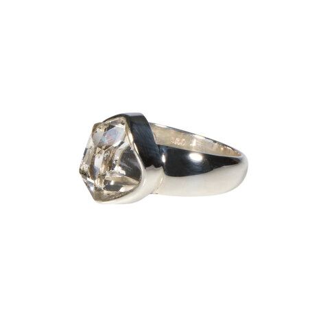 Zilveren ring Herkimer diamant facet maat 19 1/2 | markies 1,2 x 1 cm Zilveren ring Herkimer diamant facet maat 19 1/2 | markies 1,2 x 1 cm