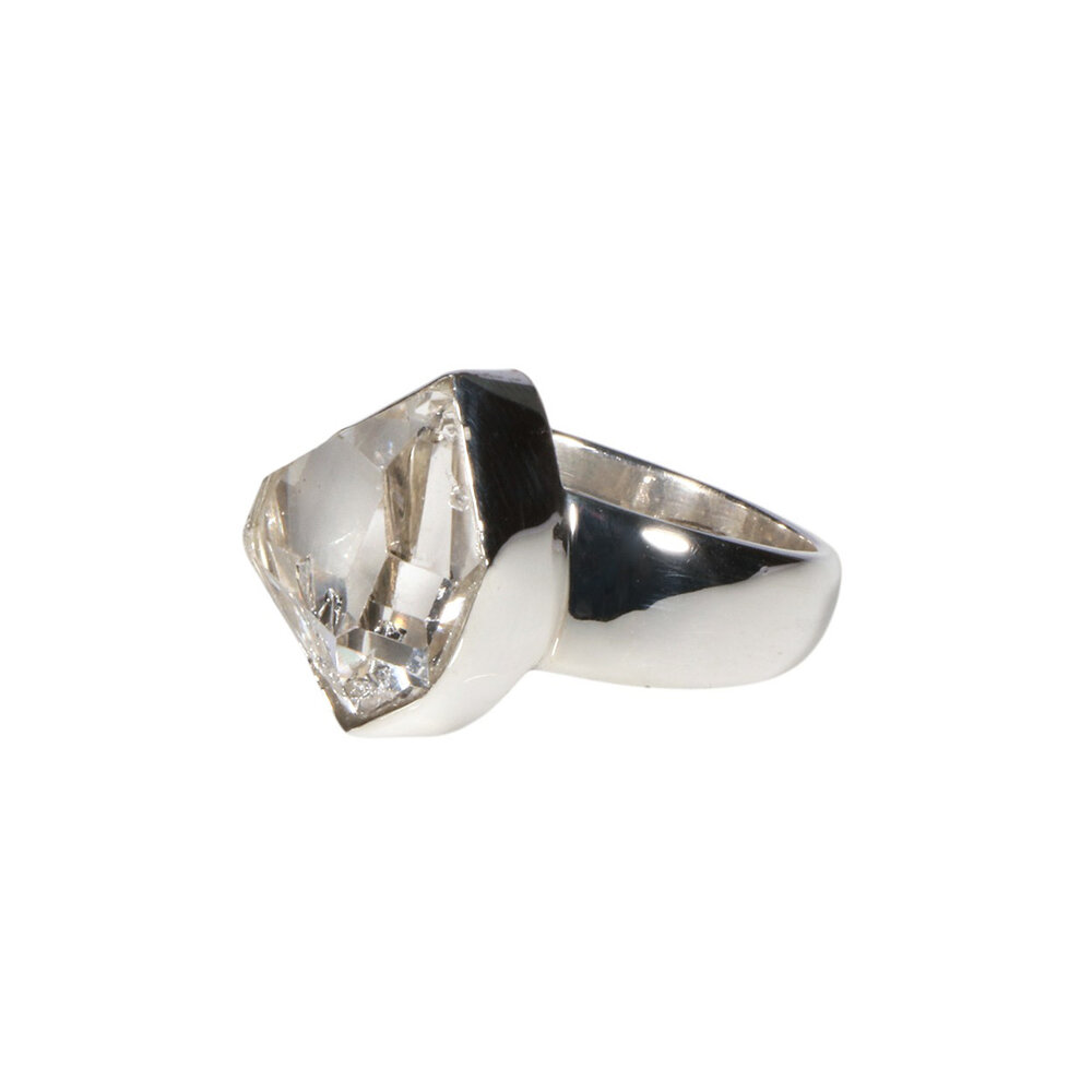 Zilveren ring Herkimer diamant facet maat 18 | markies 1,5 x 1,2 cm Zilveren ring Herkimer diamant facet maat 18 | markies 1,5 x 1,2 cm
