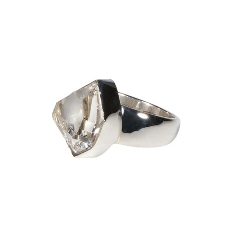 Zilveren ring Herkimer diamant facet maat 18 | markies 1,5 x 1,2 cm Zilveren ring Herkimer diamant facet maat 18 | markies 1,5 x 1,2 cm
