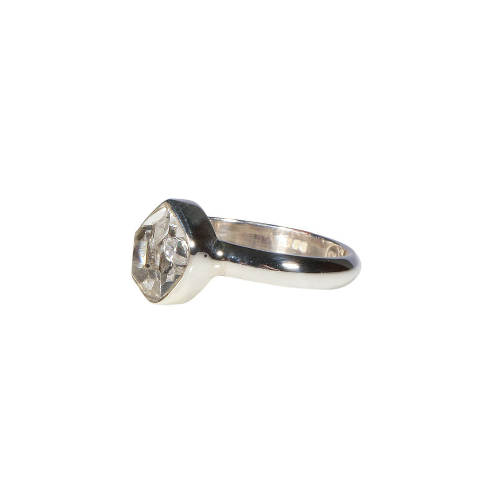 Zilveren ring Herkimer diamant facet maat 18 | markies 0,9 x 0,7 cm Zilveren ring Herkimer diamant facet maat 18 | markies 0,9 x 0,7 cm