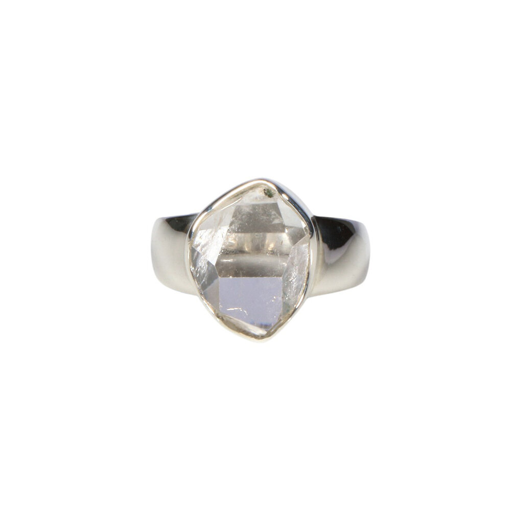 Zilveren ring Herkimer diamant facet maat 18 1/2 | ovaal 1,4 x 1,1 cm Zilveren ring Herkimer diamant facet maat 18 1/2 | ovaal 1,4 x 1,1 cm