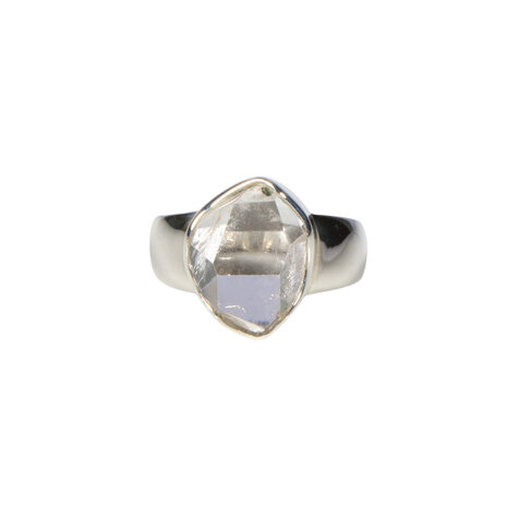 Zilveren ring Herkimer diamant facet maat 18 1/2 | ovaal 1,4 x 1,1 cm Zilveren ring Herkimer diamant facet maat 18 1/2 | ovaal 1,4 x 1,1 cm