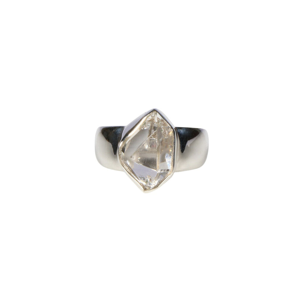 Zilveren ring Herkimer diamant facet maat 16 1/2 | markies 1,2 x 0,8 cm Zilveren ring Herkimer diamant facet maat 16 1/2 | markies 1,2 x 0,8 cm