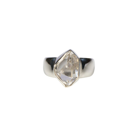 Zilveren ring Herkimer diamant facet maat 16 1/2 | markies 1,2 x 0,8 cm Zilveren ring Herkimer diamant facet maat 16 1/2 | markies 1,2 x 0,8 cm