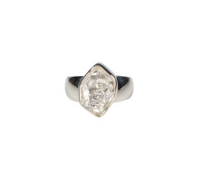 Zilveren ring Herkimer diamant facet maat 16 1/2 | markies 1,4 x 1 cm Zilveren ring Herkimer diamant facet maat 16 1/2 | markies 1,4 x 1 cm